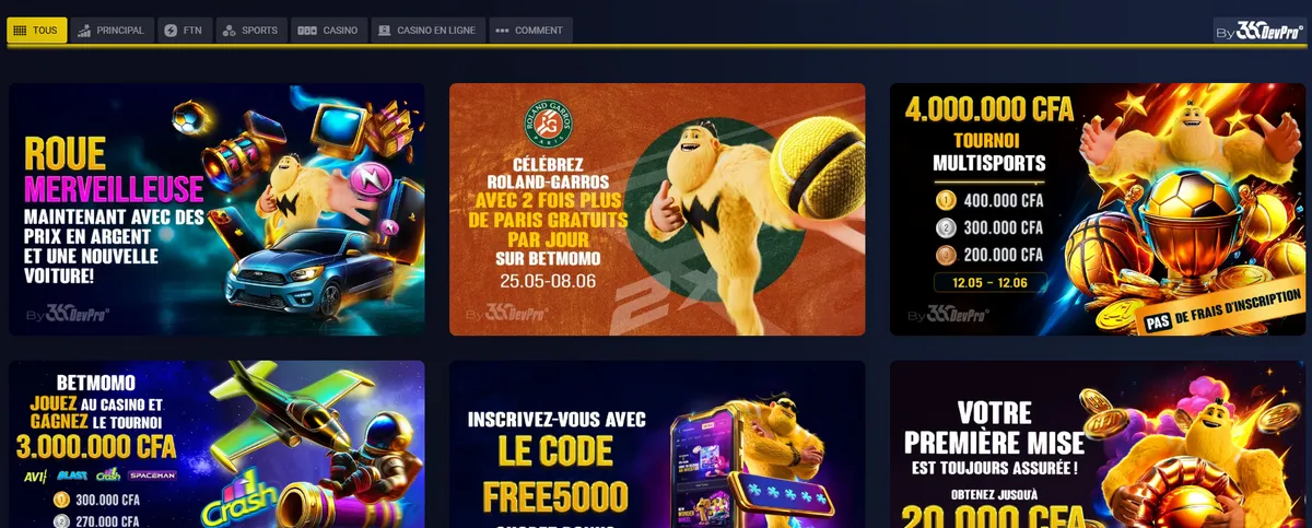 Promotions et bonus Betmomo